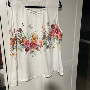 Floral Print Sleeveless Top 3XL